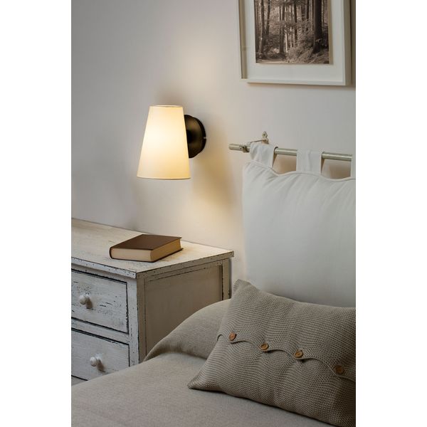LUPE BLACK WALL LAMP BEIGE LAMPSHADE image 2