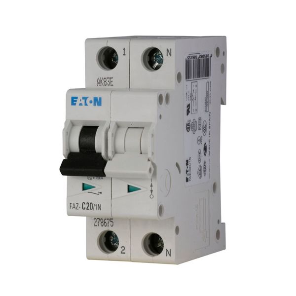 Miniature circuit breaker (MCB), 15 A, 1p+N, characteristic: C image 22