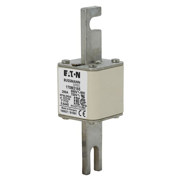 Fuse-link, high speed, 200 A, AC 690 V, compact size 1, 45 x 45 x 134 mm, aR, DIN, IEC, single indicator image 3