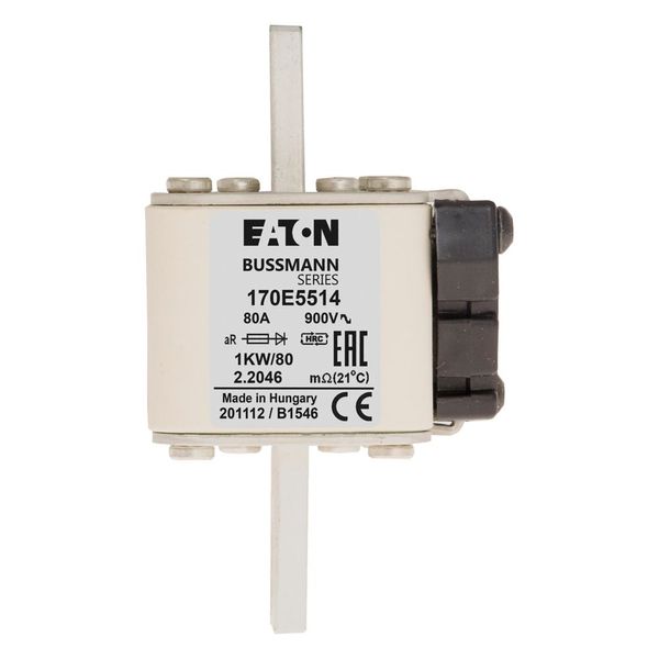 Fuse-link, high speed, 80 A, AC 900 V, DIN 1, 51 x 69 x 109 mm, aR, DIN, IEC, single indicator image 5