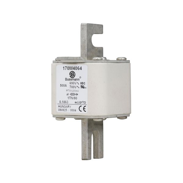 Fuse-link, high speed, 500 A, AC 690 V, DIN 1, 53 x 66 x 108 mm, aR, DIN, IEC, single indicator image 5