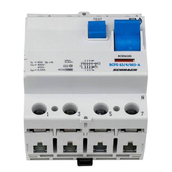 Residual current circuit breaker, 63A, 4-pole,30mA, type A image 1