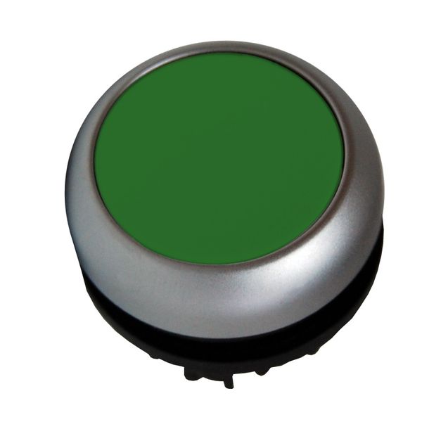 Illuminated Push-button, flat, stay-put, green image 1