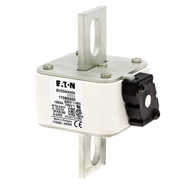 Fuse-link, high speed, 1500 A, AC 690 V, size 3, 76 x 92 x 135 mm, aR, IEC, UL, single indicator image 3