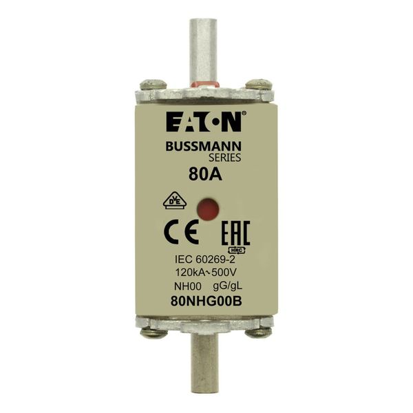 Fuse-link, low voltage, 80 A, AC 500 V, NH00, gL/gG, IEC, dual indicator image 5