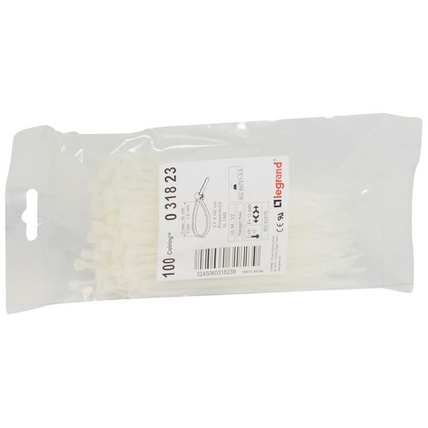 Cable tie Colring - w 3.5 mm - L 140 mm - sachet 100 pcs - colourless image 1