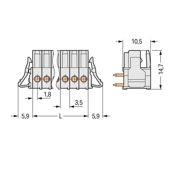 THT female header angled Pin spacing 3.5 mm light gray image 2