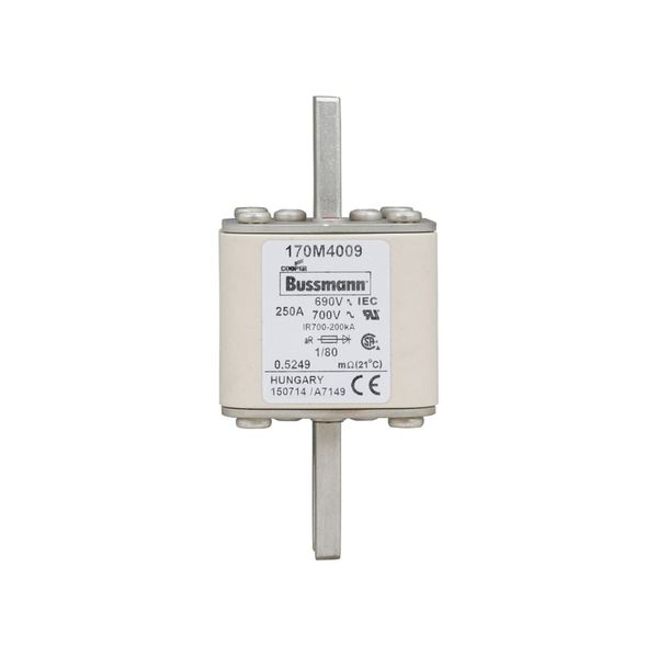 Fuse-link, high speed, 250 A, AC 690 V, DIN 1, 53 x 53 x 108 mm, aR, DIN, IEC, single indicator image 11