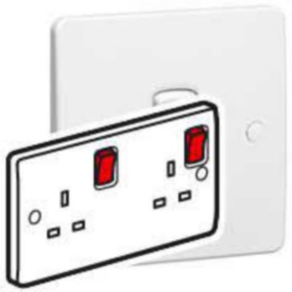 Double pole socket outlet Synergy - 2 gang red rocker - 13 A 250 V~ - white image 1