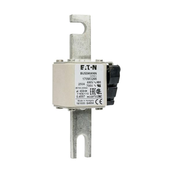 Fuse-link, high speed, 250 A, AC 690 V, compact DIN 1, 45 x 58 x 134 mm, aR, DIN, IEC, type K indicator, 110 mm centres image 9