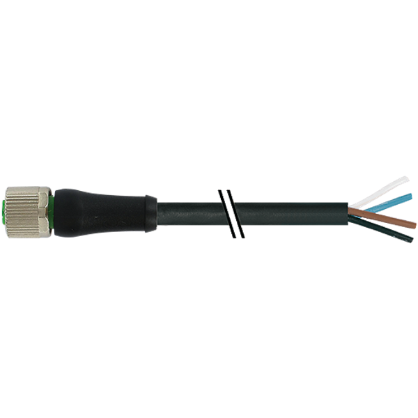 M12 Power female 0° S-cod. with cable PUR 4x1.5 bk UL/CSA+drag ch. 5m image 1