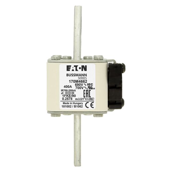 Fuse-link, high speed, 400 A, AC 690 V, size 1, 53 x 69 x 136 mm, aR, IEC, UL, type K indicator, 90 mm centers image 13