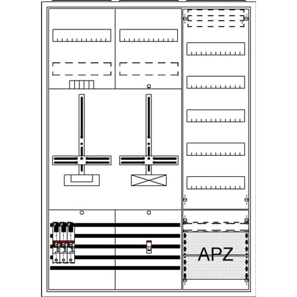 DA37BC5 Meter board, Field width: 3, Rows: 57, 1100 mm x 800 mm x 215 mm, Isolated (Class II), IP31 image 17