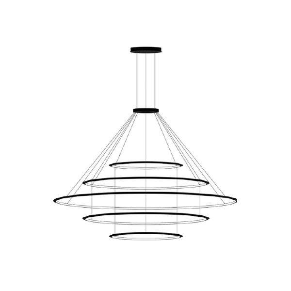 Pendant Circular Outward 5 Rings (ø1200 ø2000 ø3000 ø2000 ø1200) LED 494.6W 21753lm 2400K Black image 1