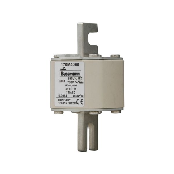 Fuse-link, high speed, 800 A, AC 690 V, DIN 1, 53 x 66 x 108 mm, aR, DIN, IEC, single indicator image 5