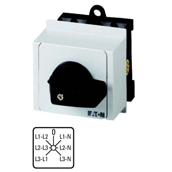 Voltmeter selector switches, T0, 20 A, service distribution board mounting, 3 contact unit(s), Contacts: 6, 45 °, maintained, With 0 (Off) position, P image 1