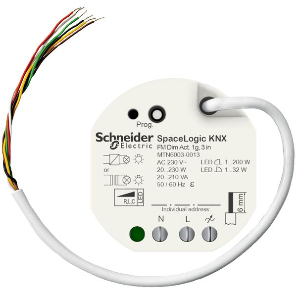 Dimming actuator, SpaceLogic KNX, Universal, flush mounted, 3 binary inputs, KNX Secure image 3