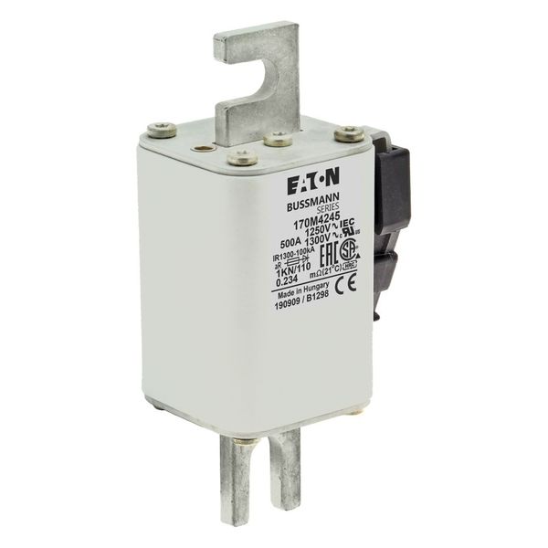 Fuse-link, high speed, 500 A, AC 1250 V, size 1, 53 x 69 x 138 mm, aR, DIN, IEC, single indicator image 18