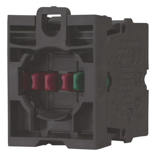 Combination of contact element and self-monitoring contact element M22-K01SMC10 with screw terminals, M22-A mounting adapter, and M22-XSMC signaling c image 3