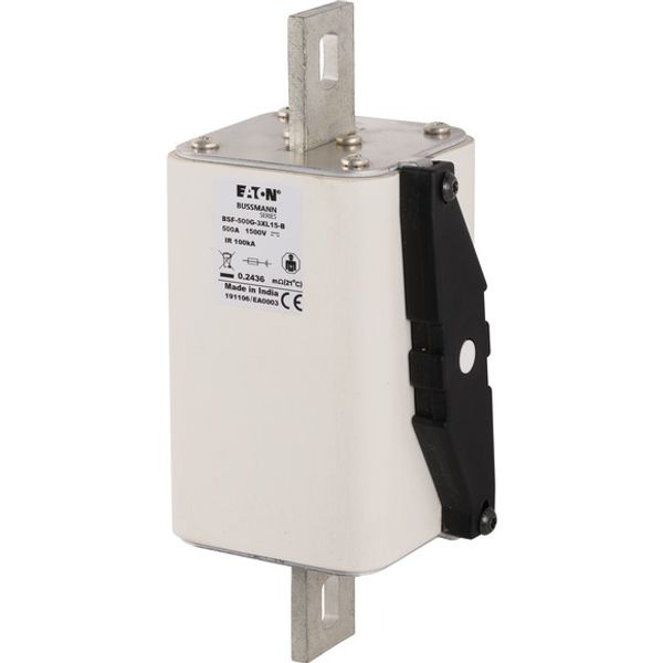 Fuse-link, high speed, 500 A, DC 1500 V, 3L, 74 x 91 x 201 mm, gBat, IEC, bolted connection image 1