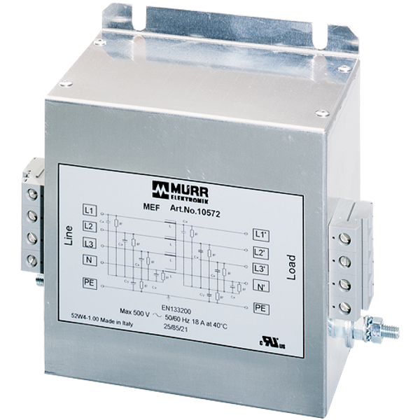 MEF EMC-FILTER 3-PHASE 1-STAGE WITH NEUTRAL I:250A U:4x500 VAC image 1