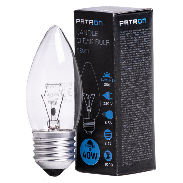 Incandescent Bulb E27 40W B35 230V CL Patron image 1