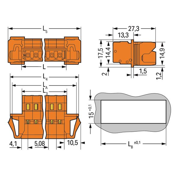 1-conductor male connector CAGE CLAMP® 2.5 mm² orange image 3