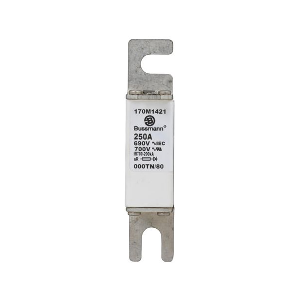 Fuse-link, high speed, 250 A, AC 690 V, DIN 000, aR, DIN, IEC, single indicator, live gripping lugs image 5