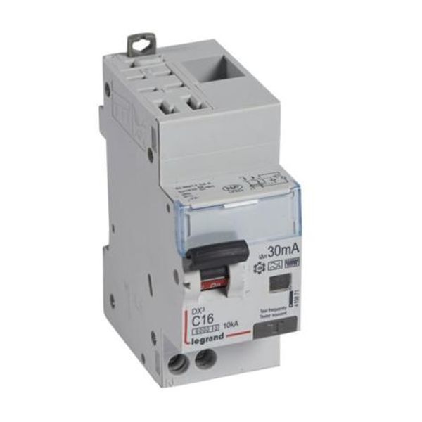 Monoblock differential circuit breaker DX³6000 10kA automatic high inlet low outlet screw U+N 230V~ - 16A - typeF 30mA image 1