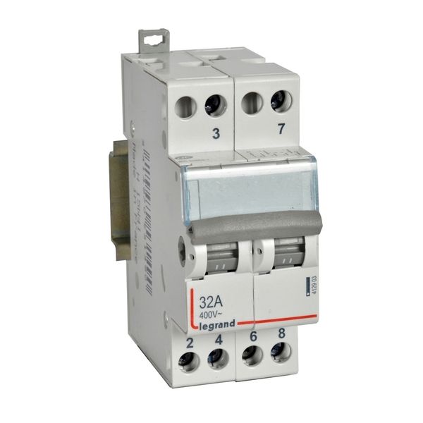 Changeover switch - double 2-way with centre point- 400 V~ - 32 A - 2 modules image 1