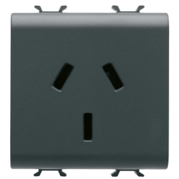 ARGENTINIAN STANDARD SOCKET-OUTLET 250V ac - 2P+E 10A - 2 MODULES - SATIN BLACK - CHORUSMART image 1