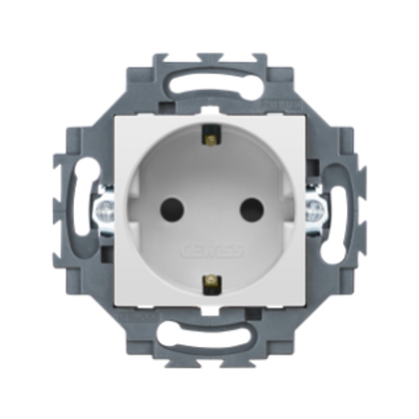 GERMAN STANDARD SOCKET-OUTLET 250V ac - QUICK WIRING TERMINALS - 2P+E 16A - WHITE - DAHLIA image 1