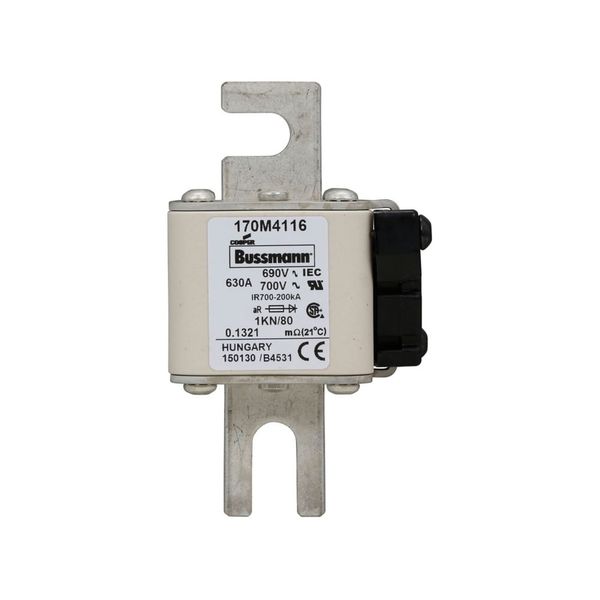 Fuse-link, high speed, 630 A, AC 690 V, DIN 1, 53 x 69 x 108 mm, aR, DIN, IEC, single indicator image 5