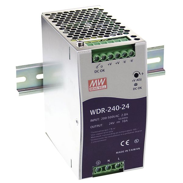 WDR-480-48 DIN rail power supply, 480W, 48V, 10A, MEAN WELL image 2