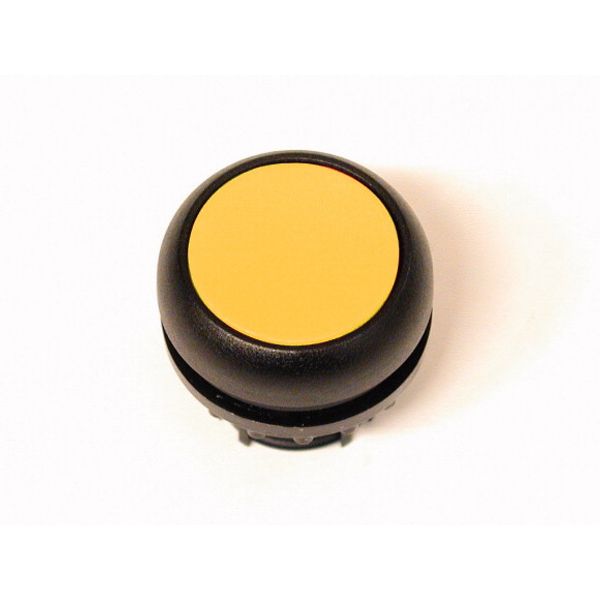 Pushbutton, RMQ-Titan, Flat, maintained, yellow, Blank, Bezel: black image 1