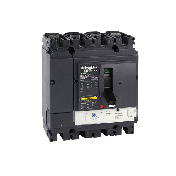 circuit breaker ComPact NSX100N, 50 kA at 415 VAC, TMD trip unit 25 A, 4 poles 3d image 3