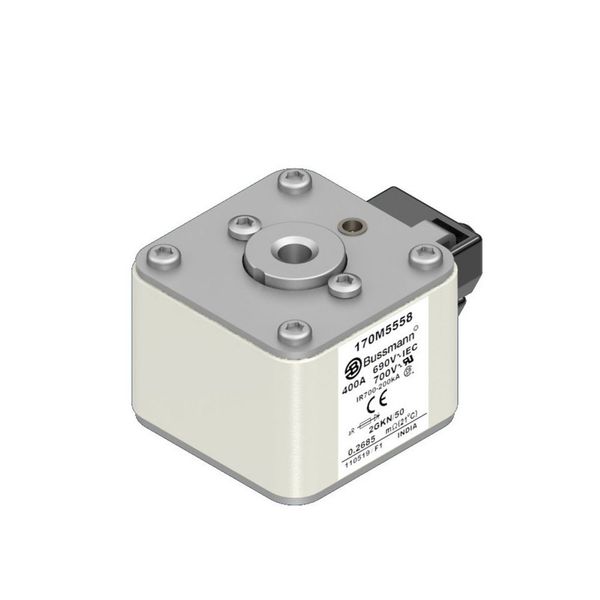 Fuse-link, high speed, 400 A, AC 690 V, size 2, 61 x 77 x 51 mm, aR, IEC, UL, type K indicator, flush end, 16 UNC image 10