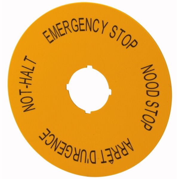 Label, emergency stop, D=90mm, yellow, DE, EN, NLNL, FR image 3