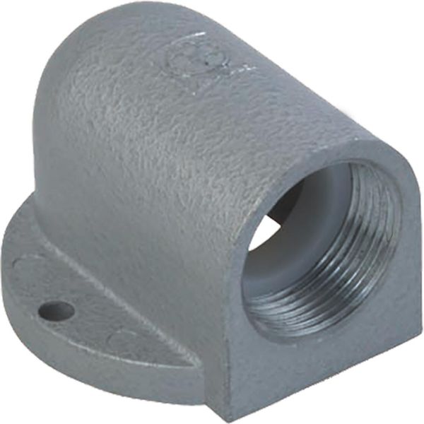 Flanged elbow 90° zinc diecasting 3xPg16 Hammergrey enamel BxHxT= 70x124x34 m image 1