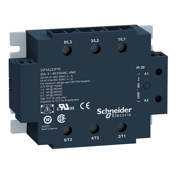 Harmony, Solid state relay, 25 A, panel mount, zero voltage switching, input 90…140 V AC, output 48…530 V AC image 1