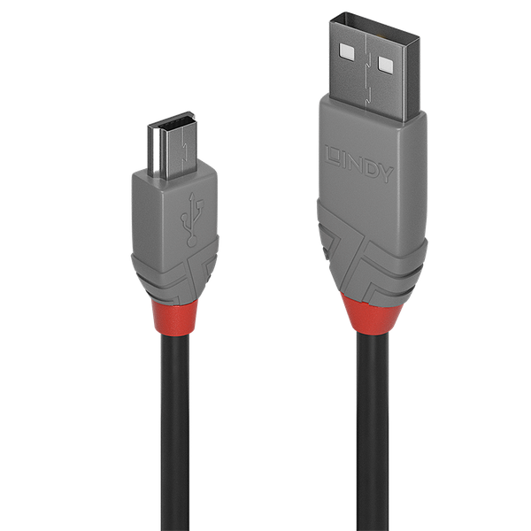 1m USB 2.0 Type A to Mini-B Cable, Anthra Line USB Type A Male to Mini-B Male image 1