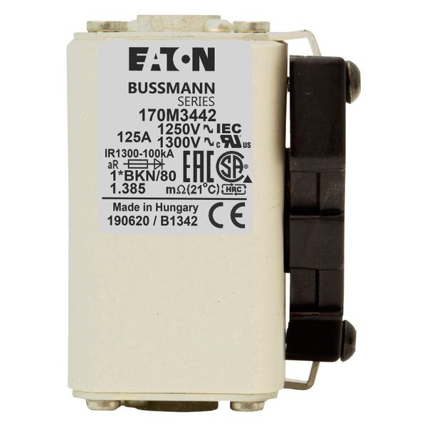 Fuse-link, high speed, 125 A, AC 1250 V, compact size 1, 45 x 59 x 81 mm, aR, IEC, UL, single indicator image 16