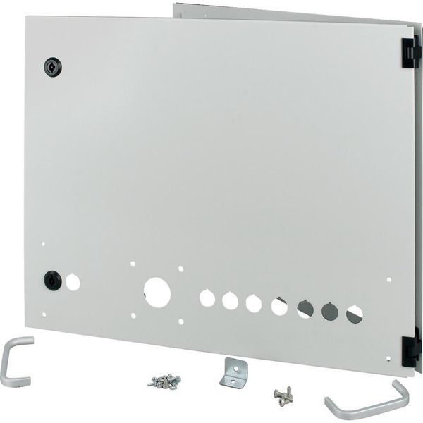 Opening metal front plate for drawer, NZM, closed, H=450mm, IP55, grey image 2