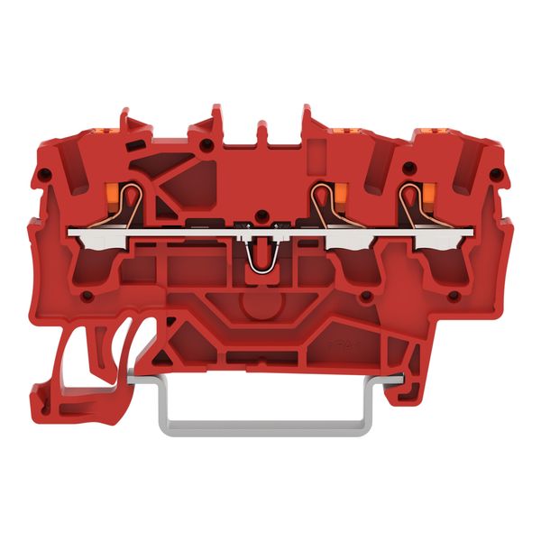 3-conductor through terminal block with push-button 2.5 mm² red image 1