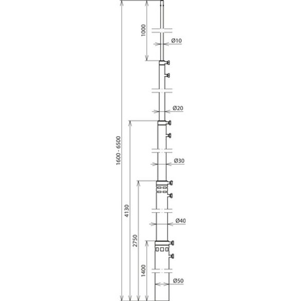 Telescopic air-termination rod Al D 50/40/30/20/10 mm, extendable L 1. image 2