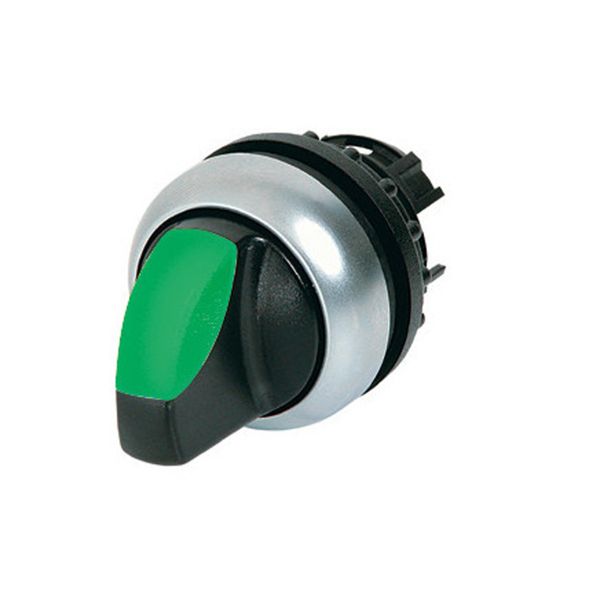 Illuminated selector switch actuator, RMQ-Titan, With thumb-grip, momentary, 2 positions, green, Bezel: titanium image 5