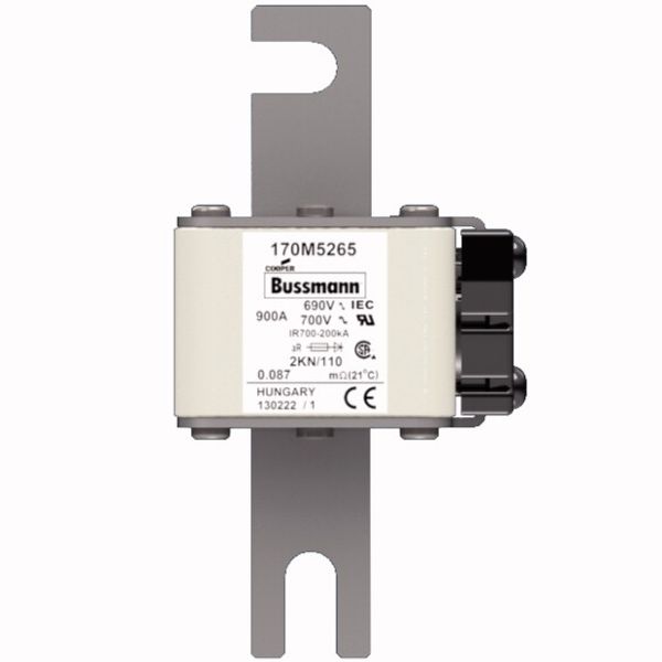 Fuse-link, high speed, 1250 A, AC 600 V, DIN 2, 61 x 77 x 138 mm, aR, DIN, IEC, single indicator image 1