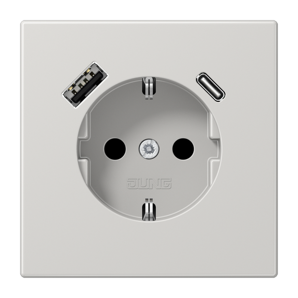 SCHUKO socket with USB type AC LS1520-15CALG image 1