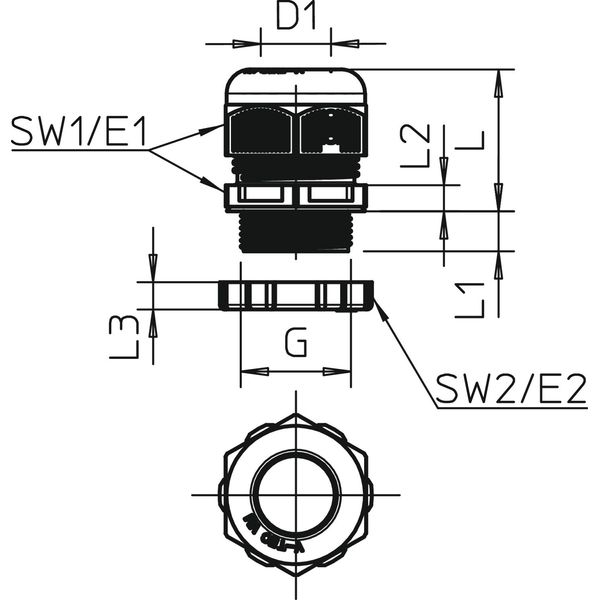 V-TEC PG36+ LGR Cable gland with locknut PG36 image 2