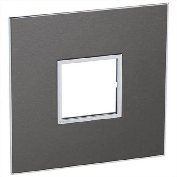 American and South African standard plate Arteor square version 2 modules for 4''x4'' box - brushed metal black image 1